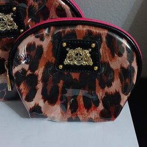 Juicy couture 2pc Cosmetic bag Pink & Loepard print